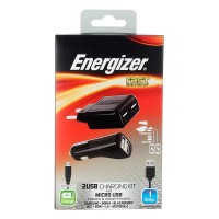 Комплект зарядных устройств Energizer microUSB (СЗУ+АЗУ, 2 USB)
