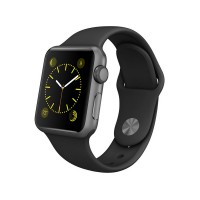 Apple Watch Sport 38mm Silver Aluminum Case with Black Sport Band (Черные)