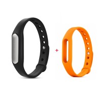 Спортивный браслет Xiaomi Mi Band 1S Black (Черный) + сменный ремешок Orange (Оранжевый)