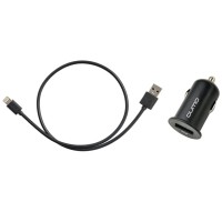 Автозарядка для iPhone с кабелем в авто Qumo 220.12A Black