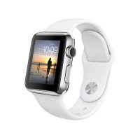 Apple Watch 38mm Stainless Steel Case with Black Sport Band (Белые)